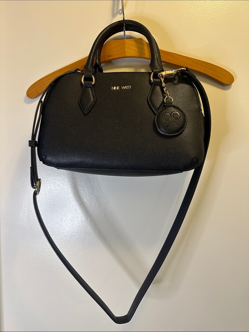 Nine West Black Top-Handle Satchel with Crossbody Strap